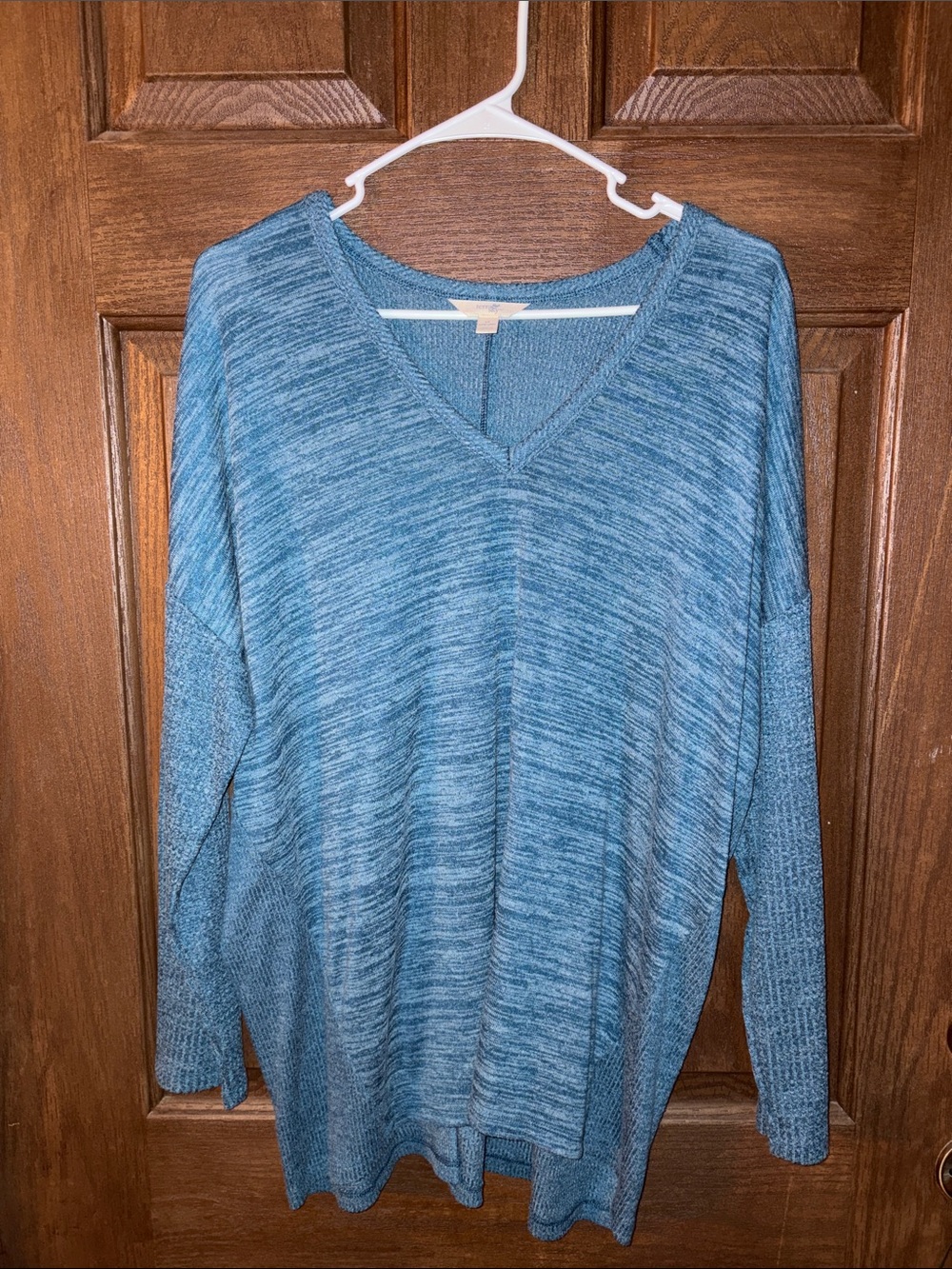Terra & Sky Heathered Teal Knit Long-Sleeve Top